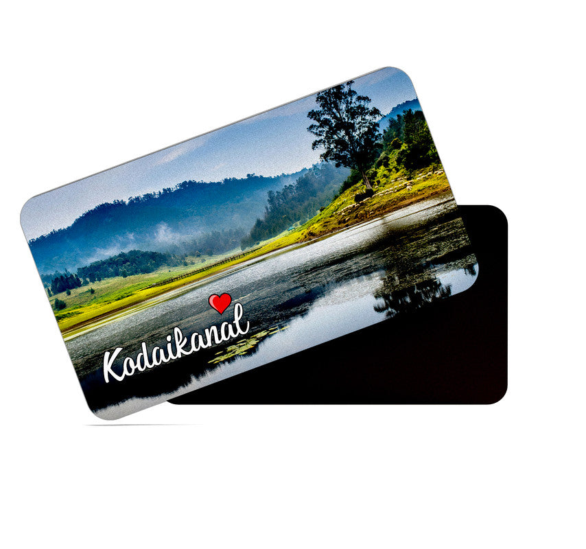 dhcrafts Rectangular Rubber Fridge Magnet / Magnetic Card Multicolor Tamil Nadu Kodaikanal D1 Design Pack of 1 (8.6cm x 5.4cm)